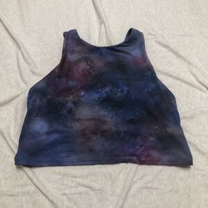Athleta Conscious Crop Top Supernova Galaxy Print Athletic Athleisure Yoga